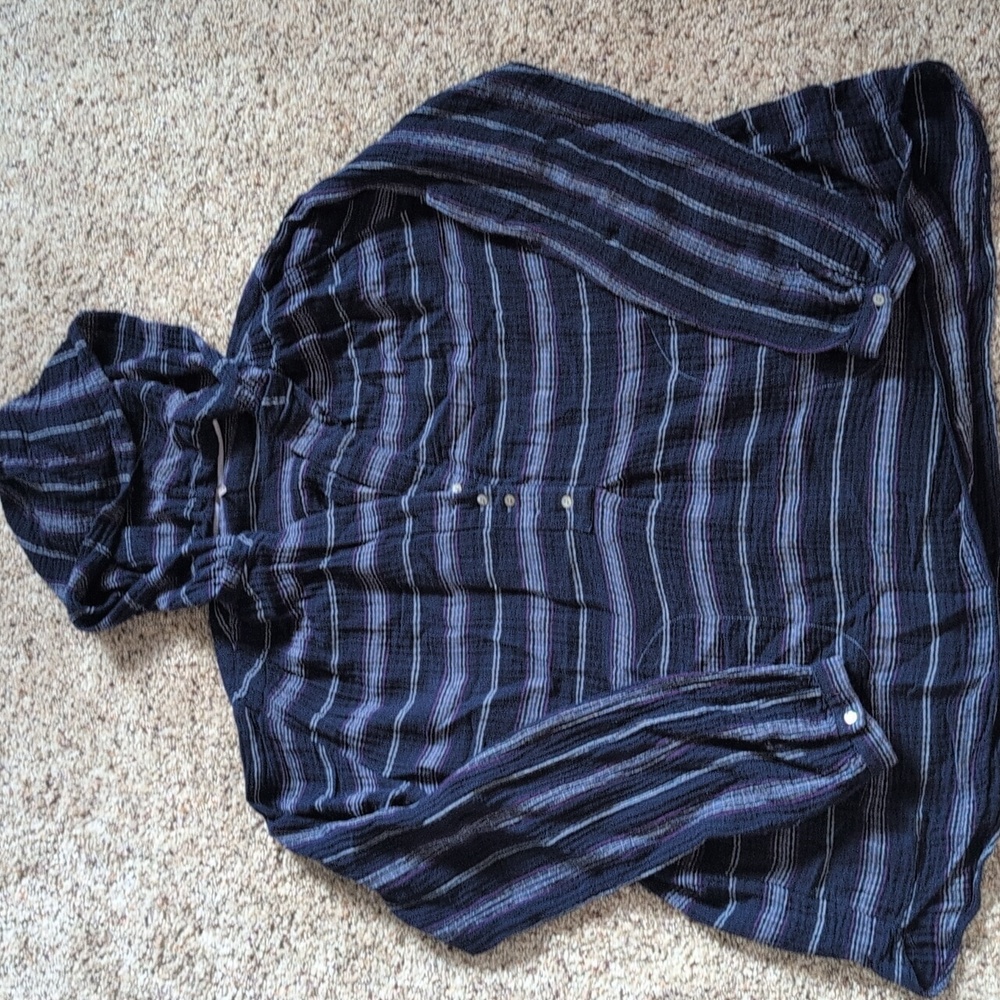Free People Navy Striped Women's Top